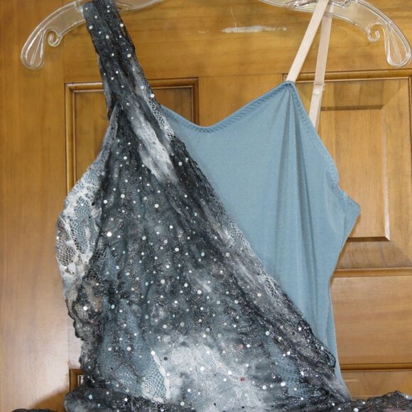 Curtain Call Grey/Pink/Black Ballet Tutu Silver Sequins Adult M - Picture 2 of 8